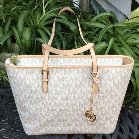Michael Kors Signature Tote Gold Tone Hardware Size-16” x 10” x6". DROP 9" NW - Picture 3 of 8